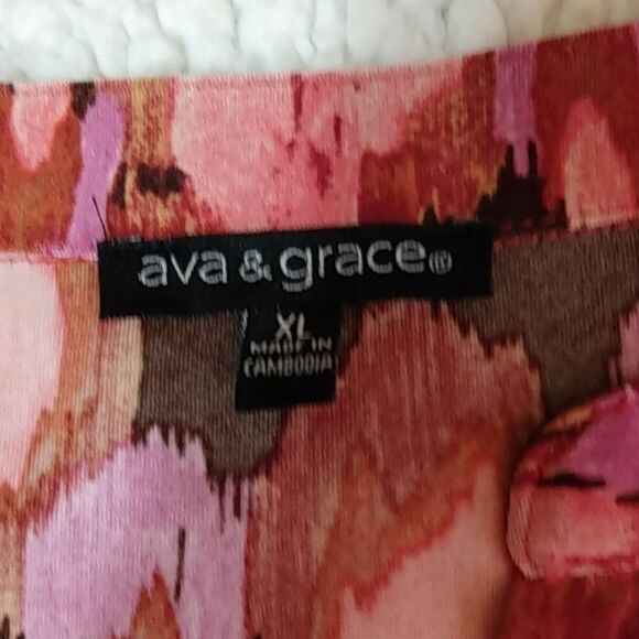 Ava & Grace Orange and Brown Sleeveless Top W/ Chest Pockets - Picture 6 of 13